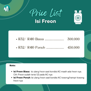 Pricelist Isi Freon Muliti Elektronik