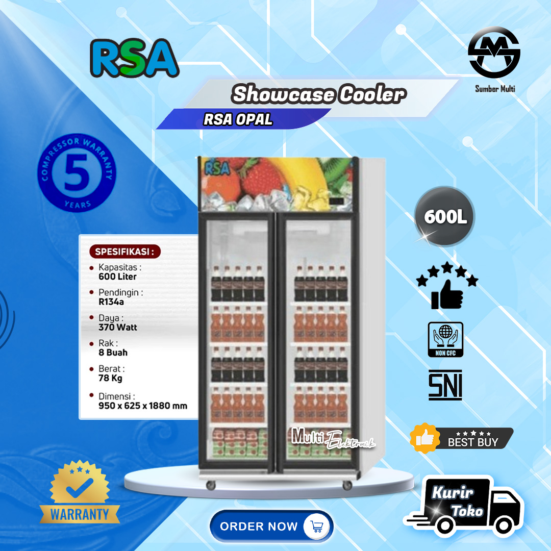 Showcase 2 Pintu RSA 600 Liter Display Cooler OPAL