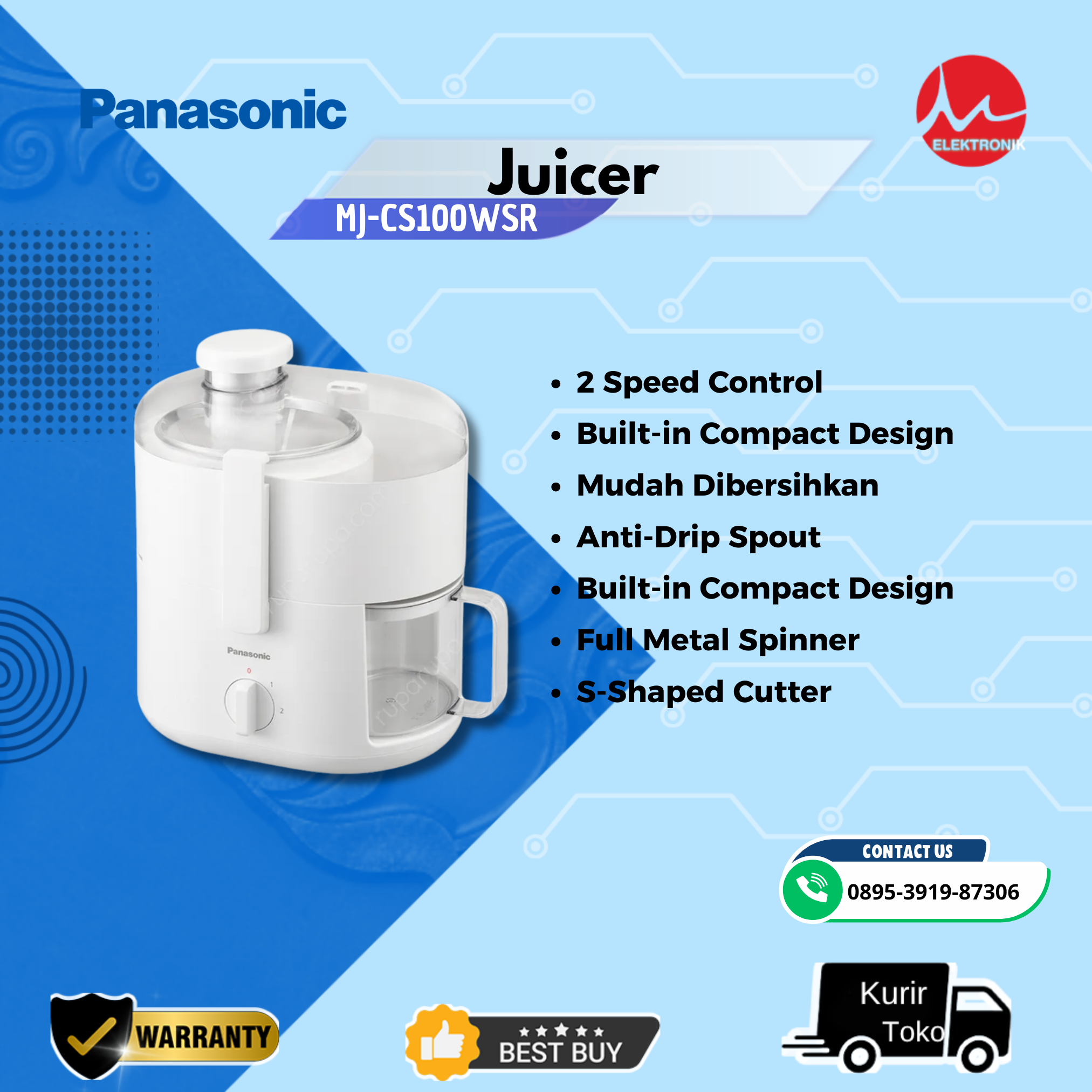 Panasonic MJ-CS100WSR – Compact Centrifugal Juicer